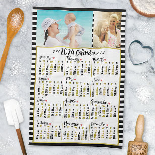 Paño De Cocina Bandas del calendario mensual de 2024 años   Fotos