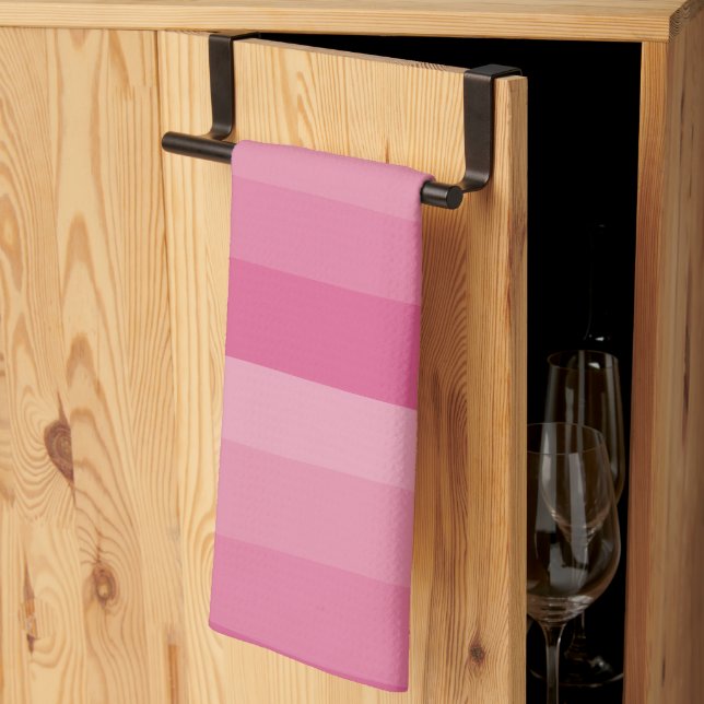 Paño De Cocina Bandas desiguales - Rosa (Pliegue de tercios)
