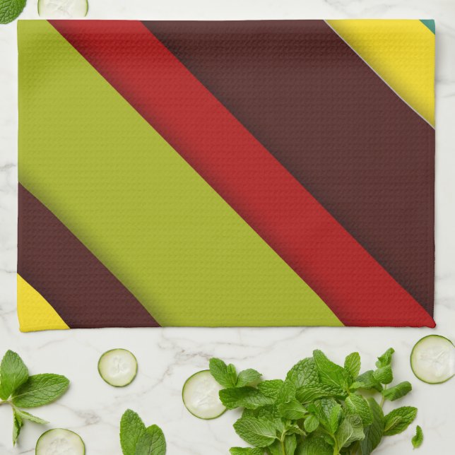 Paño De Cocina Bandas diagonales multicolores (Doblado)