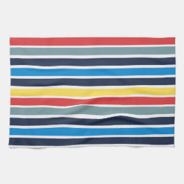 Paño De Cocina Bandas horizontales multicolores luminosas.