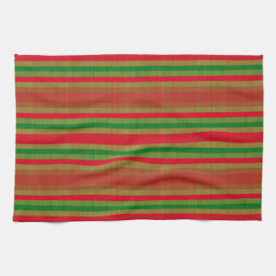 Paño De Cocina Bandas rojas de oro verde