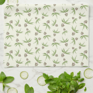 Paño De Cocina Bandas rojas en flor en crema - patrón sin fisuras
