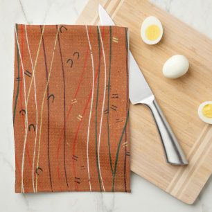 Paño De Cocina Bandas rojas onduladas: arte abstracto japonés mod