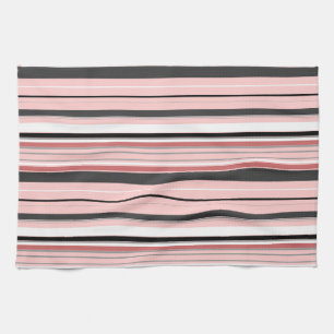 Paño De Cocina Bandas rosadas grises y cortas