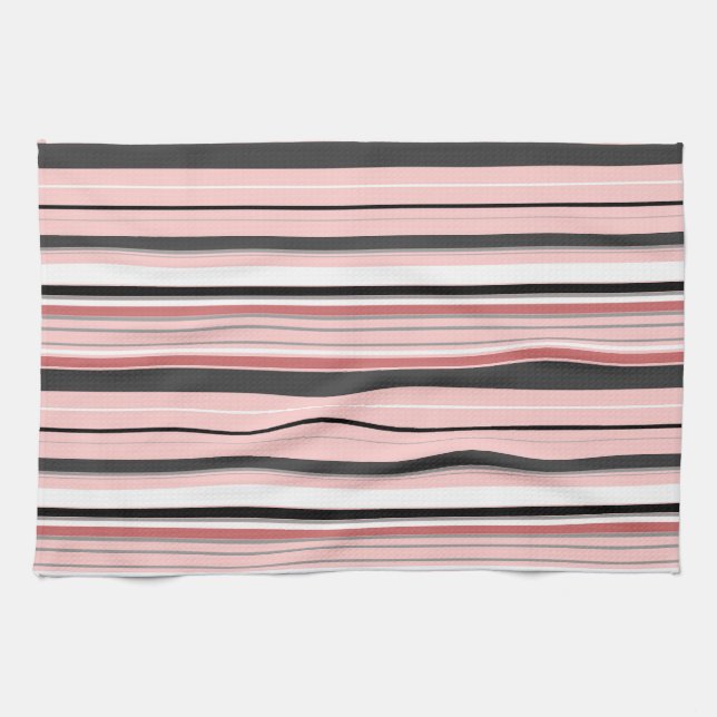 Paño De Cocina Bandas rosadas grises y cortas (Horizontal)