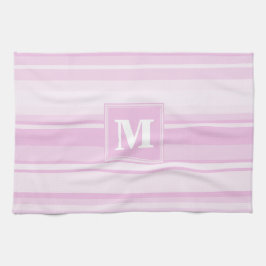 Paño De Cocina Bandas rosadas para bebés monogramo