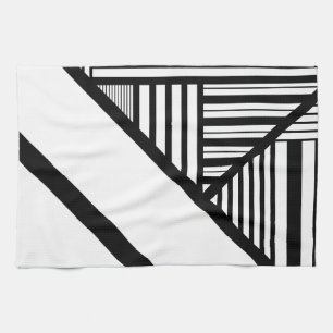 Paño De Cocina Bandas triangulares en blanco y negro