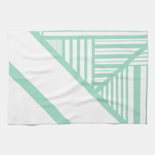 Paño De Cocina Bandas triangulares - Verde y blanco