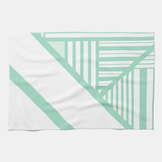 Paño De Cocina Bandas triangulares - Verde y blanco (Horizontal)
