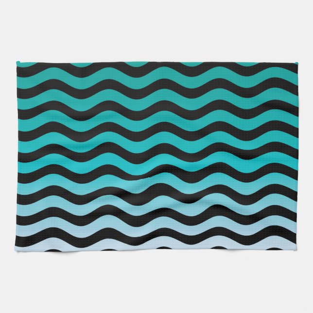 Paño De Cocina Bandas turquesas onduladas (Horizontal)