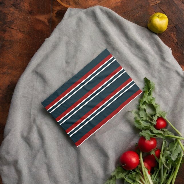 Paño De Cocina Bandas uniformes rojas azules (Kitchen Towel)