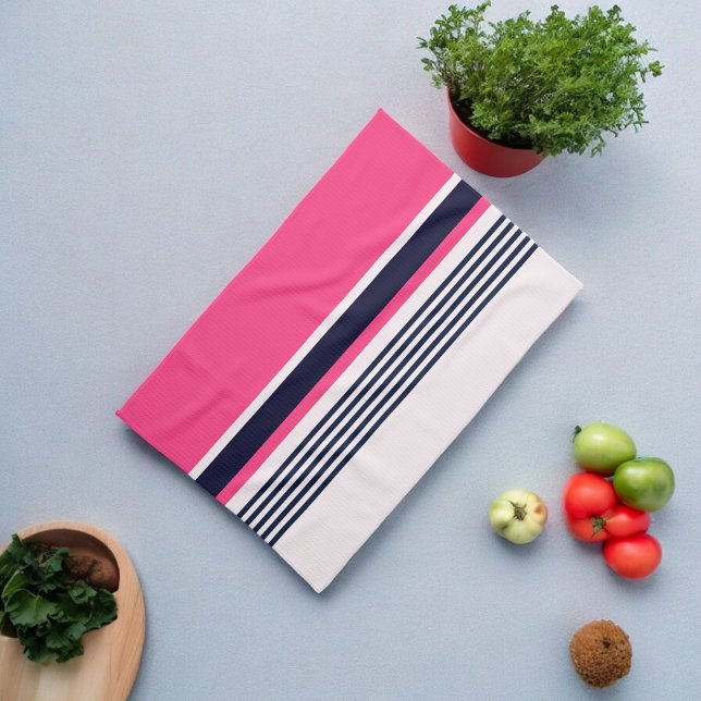 Paño De Cocina Bandas uniformes rosadas (Kitchen Towel)