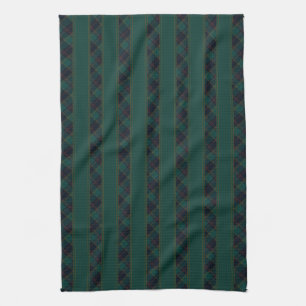 Paño De Cocina Bandas verde azuladas, azules, rojas y doradas