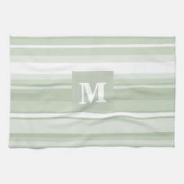 Paño De Cocina Bandas verde pálido monograma