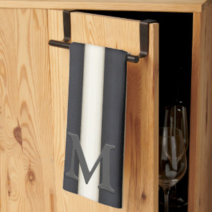 Paño De Cocina Bandas verticales en blanco y negro Monograma góti
