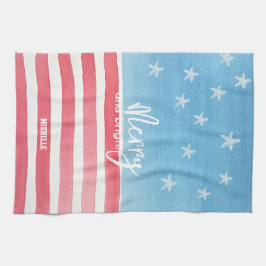 Paño De Cocina Bandera acuarela moderna patriótica