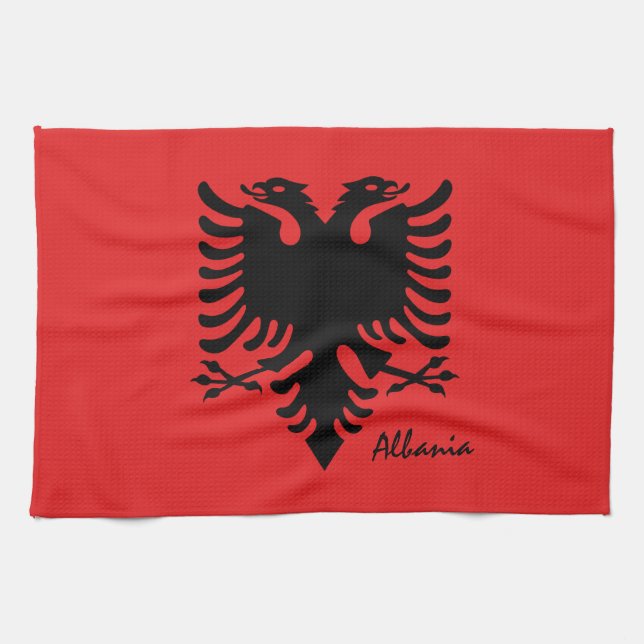 Paño De Cocina Bandera albanesa y cocina albanesa, moda y deporte (Horizontal)
