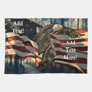 Paño De Cocina Bandera americana águila calva