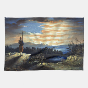 Paño De Cocina Bandera Americana celestial en el cielo, Zouave Gu
