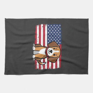 Paño De Cocina Bandera Americana Perro Patriótico Vector