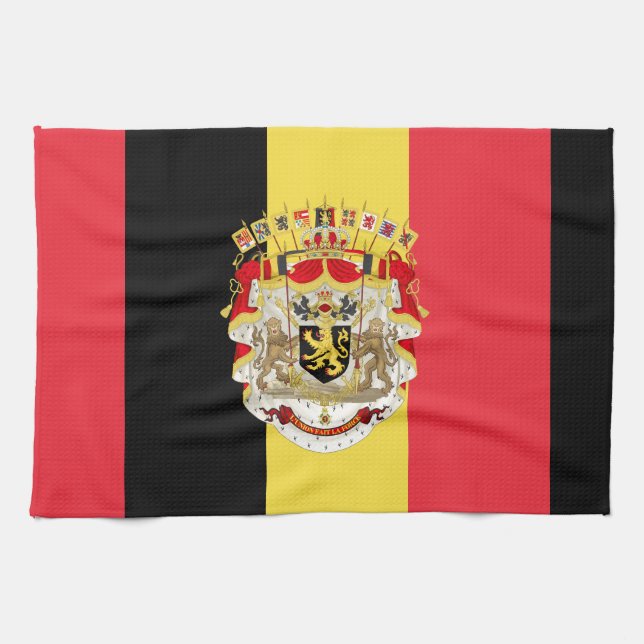 Paño De Cocina Bandera belga y COA (Horizontal)