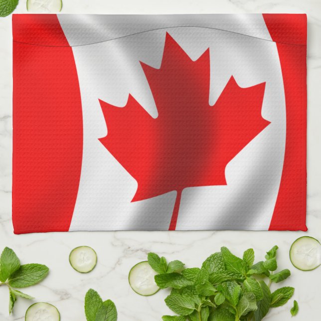 Paño De Cocina Bandera canadiense ondeando (Doblado)