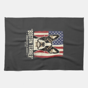 Paño De Cocina Bandera clásica americana del Boston Terrier