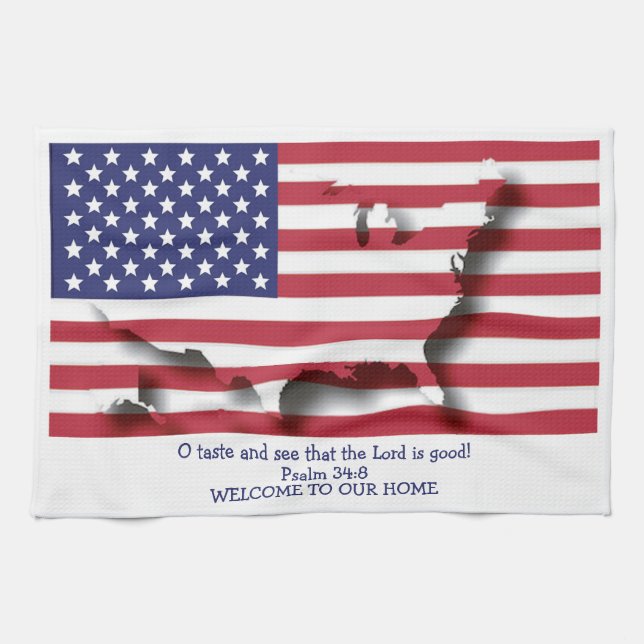 Paño De Cocina BANDERA cristiana personalizado DE EE. UU. (Horizontal)