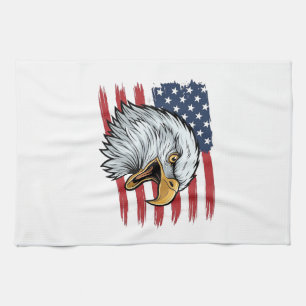 Paño De Cocina Bandera de águila patriótica diseño vectorial vint