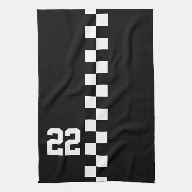 Paño De Cocina Bandera De Carreras Personalizada Negra Y Blanca (Vertical)