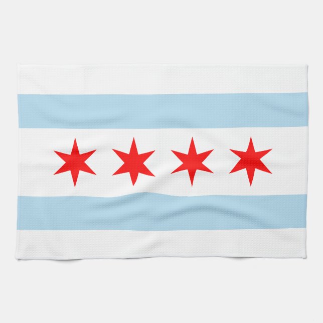 Paño De Cocina Bandera de Chicago Illinois (Horizontal)