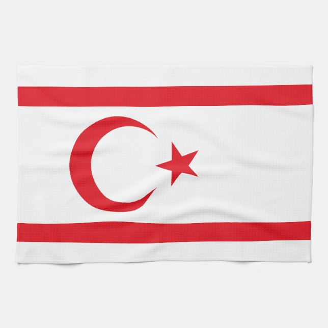 Paño De Cocina Bandera de Chipre del Norte (Horizontal)