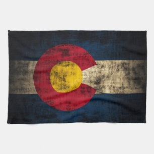 Paño De Cocina Bandera de Colorado del Grunge