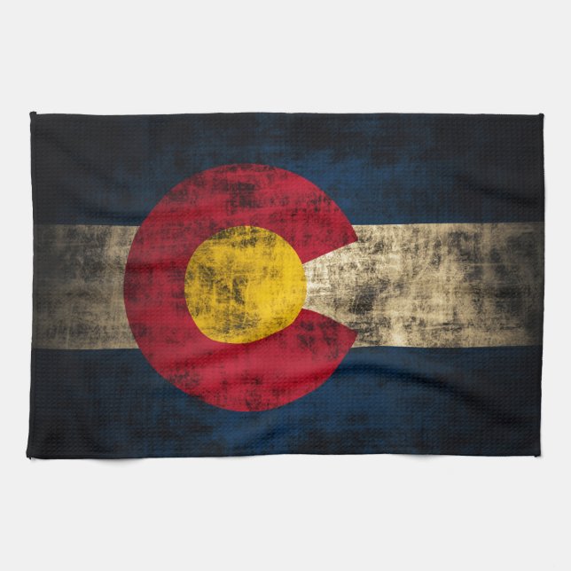 Paño De Cocina Bandera de Colorado del Grunge (Horizontal)