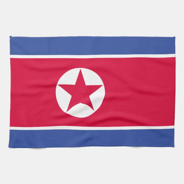 Paño De Cocina Bandera de Corea del Norte (Horizontal)