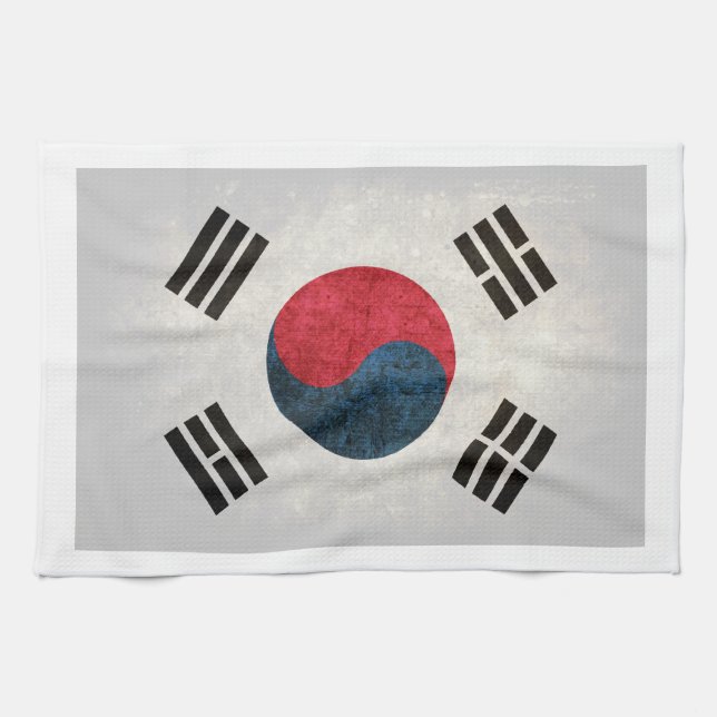 Paño De Cocina Bandera de Corea del Sur; (Horizontal)