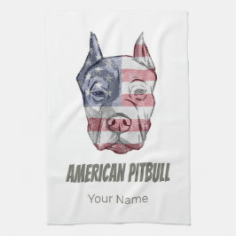 Paño De Cocina Bandera de cosecha estadounidense Pitbull Terrier 