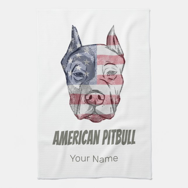 Paño De Cocina Bandera de cosecha estadounidense Pitbull Terrier  (Vertical)