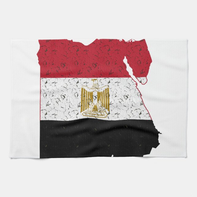 Paño De Cocina Bandera de Egipto Mapa Agrietado (Horizontal)
