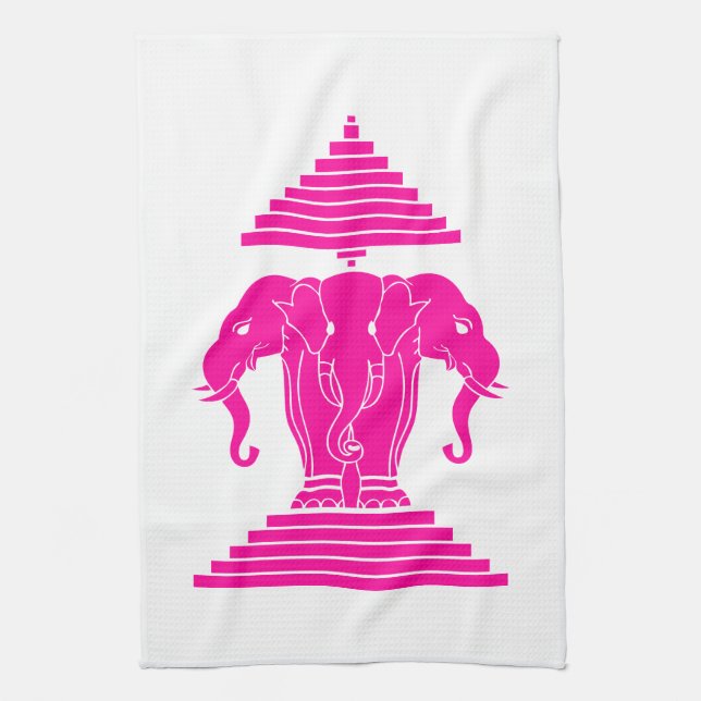 Paño De Cocina Bandera de Erawan Pink Three Heheed Elephant Lao/L (Vertical)