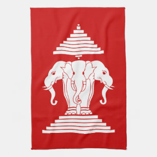 Paño De Cocina Bandera de Erawan Three Heheed Elephant Lao/Laos