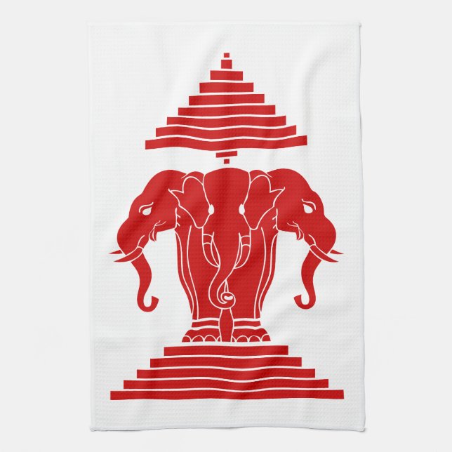 Paño De Cocina Bandera de Erawan Three Heheed Elephant Lao/Laos (Vertical)
