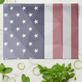 Paño De Cocina Bandera de Estados Unidos Malla Geométrica Red Whi