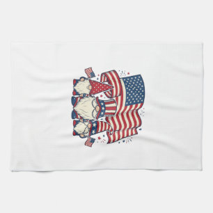 Paño De Cocina Bandera de Gnomo Patriótico Diseño de Grabado Vint