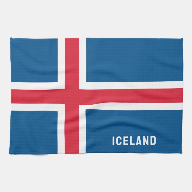 Paño De Cocina Bandera de Islandia (Horizontal)