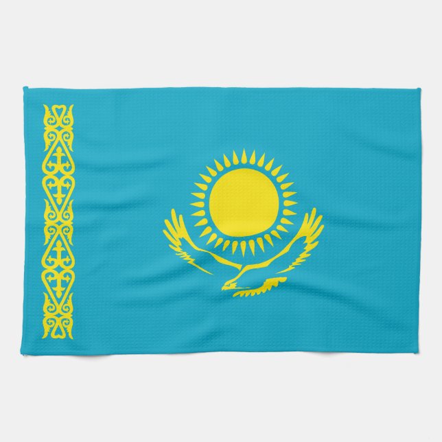 Paño De Cocina Bandera de Kazajistán (Horizontal)