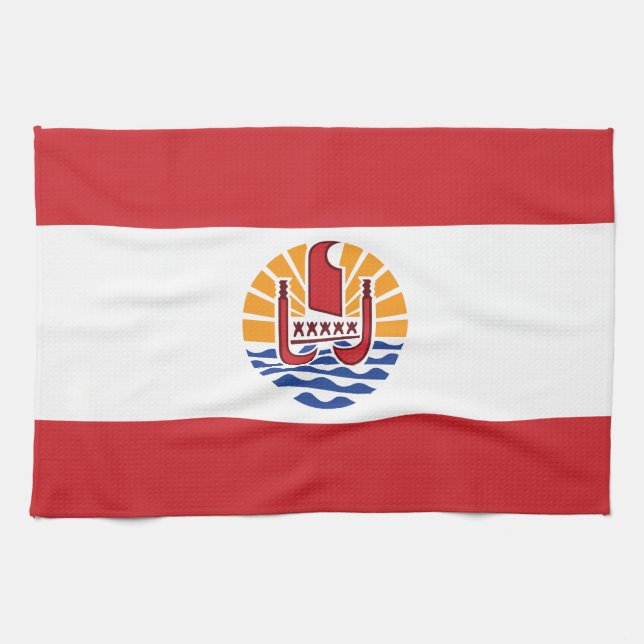 Paño De Cocina Bandera de la Polinesia Francesa (Horizontal)