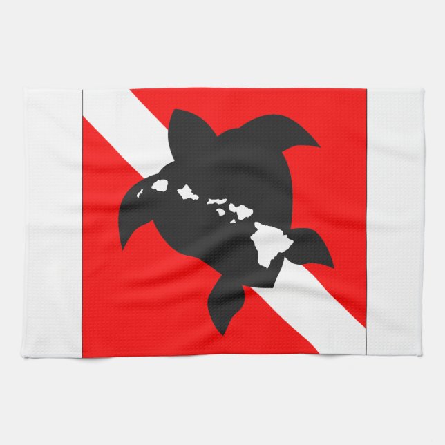 Paño De Cocina Bandera de la zambullida de Hawaii (Horizontal)