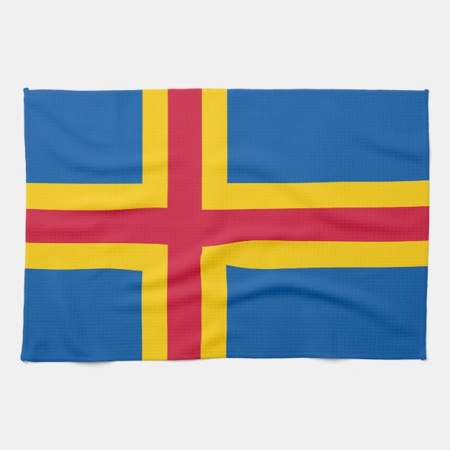 Paño De Cocina Bandera de las Islas Åland (Horizontal)
