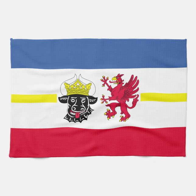 Paño De Cocina Bandera de Mecklemburgo-Pomerania Occidental Cocin (Horizontal)